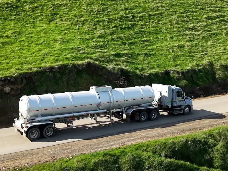 Gazelle tanker truck on the road.