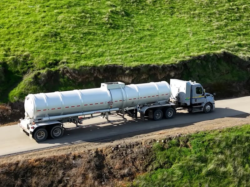 Gazelle tanker truck on the road.